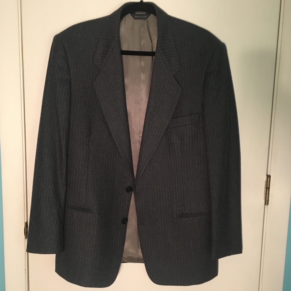 Handsome Wool Pinstripe Suit Jacket